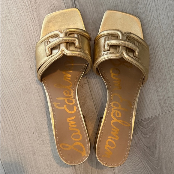 Sam Edelman Metallic Gold Slide Heels worn once - good condition without box - Picture 4 of 6